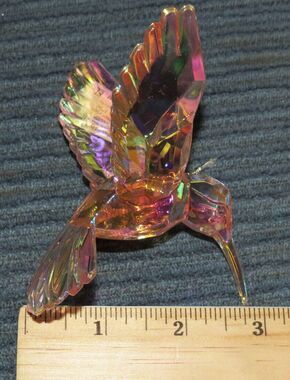 Hummingbird Ornament Pink Iridescent Frosted Acrylic, Everyday Decor, Christmas